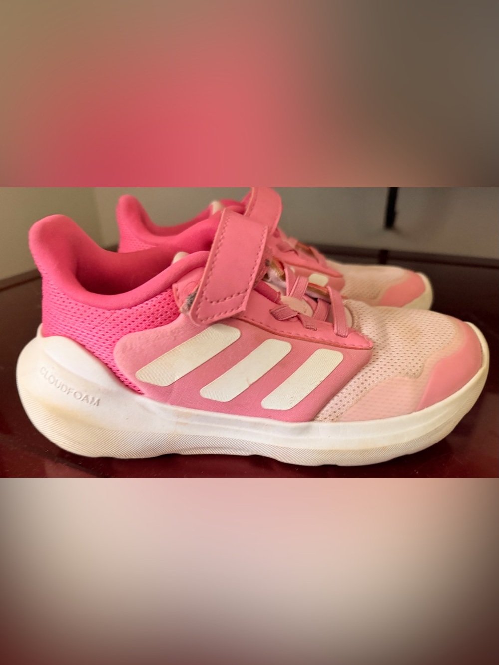 adidas Kids Pink and White Athletic Sneakers
